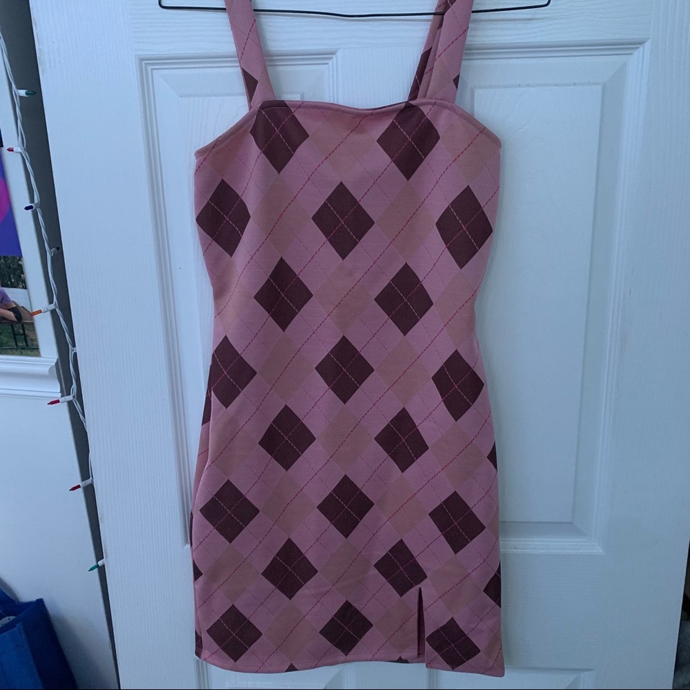 Patterned Pink Tight Tank Dress
